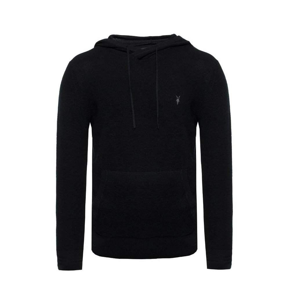 AllSaints Men's Black Ivar 100% Merino Long Sleeve Hoodie size XS - Picture 3 of 16